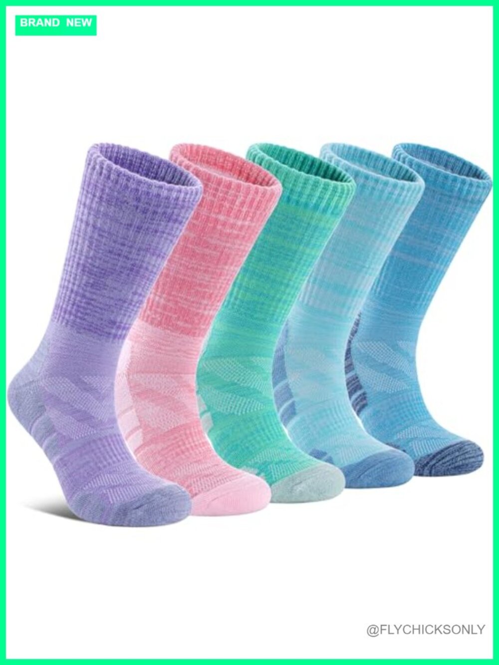 Women's Hiking Crew Socks Athletic Compression Moisture Wicking 5 Pairs